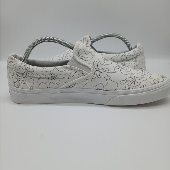 Vans Unisex Slip on U Paint Camo Daisy Skate Shoes White Black Size M10.5/W12.0 - Picture 6 of 11